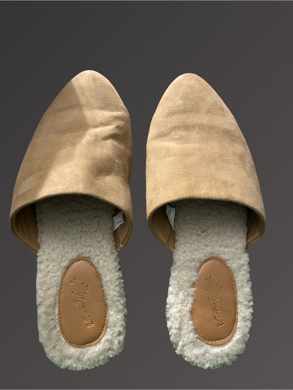 Universal Thread Beige Faux Suede Sherpa Lined Mule Slippers 7